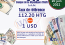 Haïti-Économie : Le taux de référence de la BRH pour ce lundi 20 juin