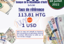 Haïti-Économie : Le taux de référence de la BRH pour ce lundi 18 juillet 